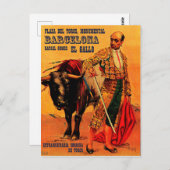 バルセロナ，ブルファイター，プラザ・デル・トロス，ヴィンテージ ポストカード (正面/裏面)