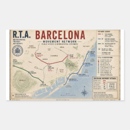 バルセロナ・ムーブメント・ネットワーク R.T.A. 公共アクセス 長方形シール