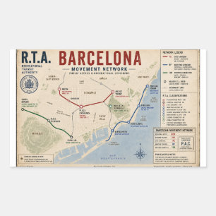 バルセロナ・ムーブメント・ネットワーク R.T.A. 公共アクセス 長方形シール