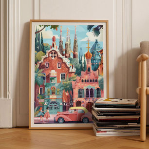 バルセロナ 印刷 バルセロナ イラスト スペイン 旅行 ポスター