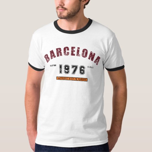 バルセロナ-灰色のヴィンテージ Tシャツ (正面)