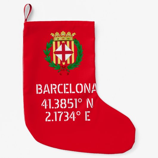 バルセロナ 緯度 経度 紋章 スモールクリスマスストッキング (正面)