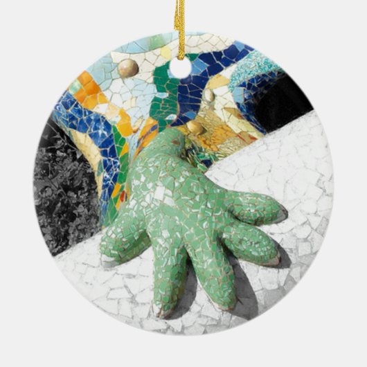 バルセロナGaudi公園のGuellのモザイク- 2つの側面 セラミックオーナメント (裏面)