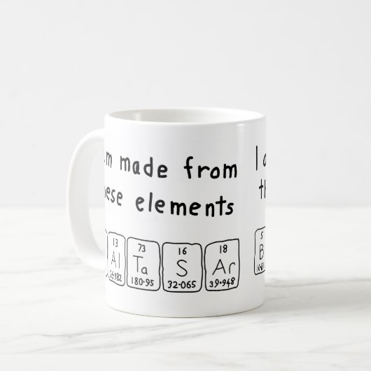 バルタサーの定期テーブル名mag コーヒーマグカップ (正面左)