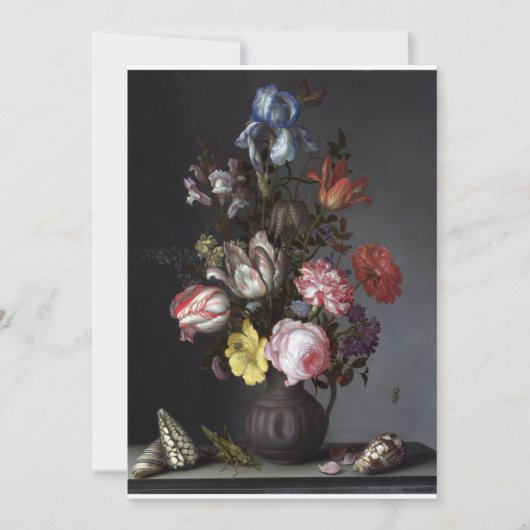 バルタサール・ファン・デル・アスト – 花瓶の中の花と彼女 招待状 (正面)