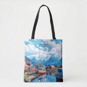 バルデスアラスカヴィンテージアートトラベルイラストレーション トートバッグ (正面)