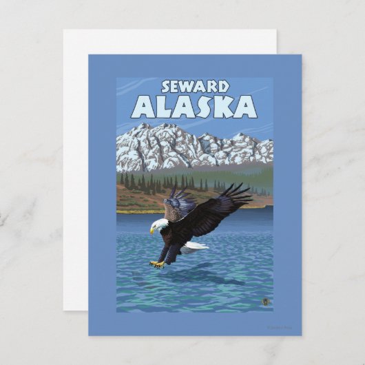 バルトイーグルダイビング – アラスカ,シワード ポストカード (正面/裏面)