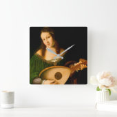 バルトロメオヴェネトレディ遊ズリュートポートレートアート スクエア壁時計 (ホーム)