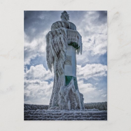バルト凍ってい海の海岸にある灯台 ポストカード (正面)