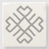 バルト幾何学模様デザインハート手書き ストーンコースター (正面)