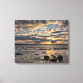 バルト海のロマンチックな夕日のビーチアー素晴らしト キャンバスプリント (正面)