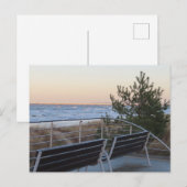 バルト海ヨーロッパビーチのベンチ ポストカード (正面/裏面)