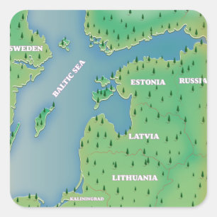 バルト海地図フォトプリント スクエアシール