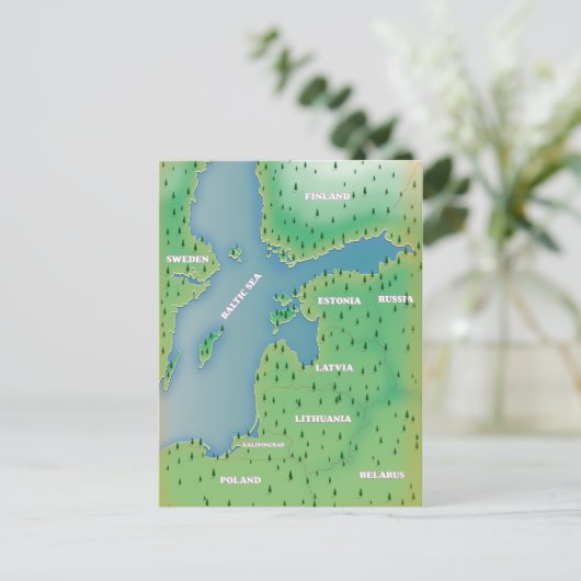 バルト海地図 ポストカード (スタンド正面)