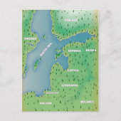バルト海地図 ポストカード (正面)