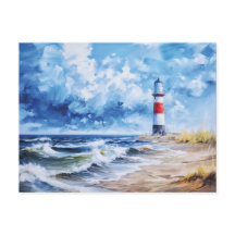 バルト海沿岸のホワイトレッドライトハウス。アート