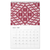 バルト系ラトビア伝統的フォークパターン カレンダー (3月 2027)