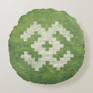 バルト記号の緑のヴィンテージ ラウンドクッション