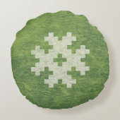 バルト記号の緑のヴィンテージ ラウンドクッション (裏面)