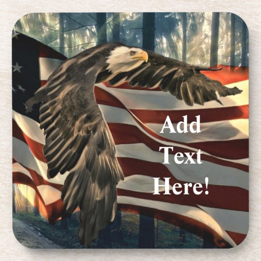 バルドイーグルアメリカ国旗の国道飲み物Coa コースター (正面)