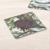 バルドイーグルオンブランチ スクエアペーパーコースター (アングル)