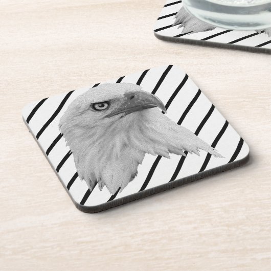 バルドイーグル顔絵を描油、 コースター (左側)