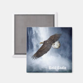 バルドイーグル&ウォーターフォール野生動物自然マグネット マグネット (正面/裏面)