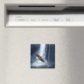 バルドイーグル&ウォーターフォール野生動物自然マグネット マグネット (インサイチュ (食洗機))