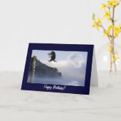 バルドイーグル、トーテムポール&ムーンすごい誕生日カード カード (黄色い花)