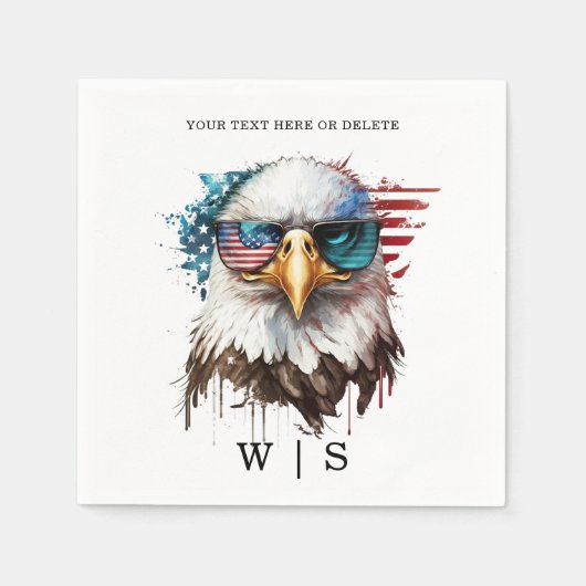 バルドモダンイーグルユニークアメリカ国シンボル スタンダードカクテルナプキン (正面)