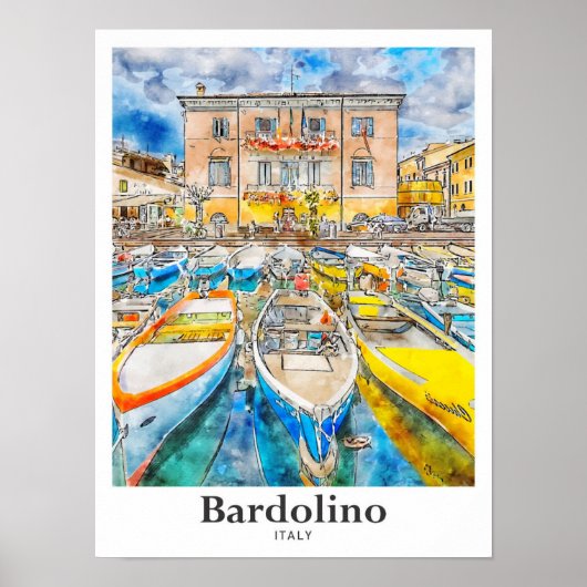 バルドリノイタリア旅行水の色の手描き ポスター (正面)