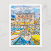 バルドリノイタリア有名な旅行水の色のスケッチ ポストカード (正面)