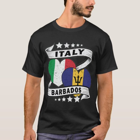 バルバドスおよびイタリア国旗 Tシャツ (正面)