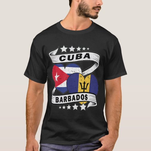 バルバドスおよびキューバ国旗 Tシャツ (正面)