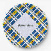 バルバドスおよびバルバドス国旗がタイル張りパーソナライズされた ペーパープレート (正面)