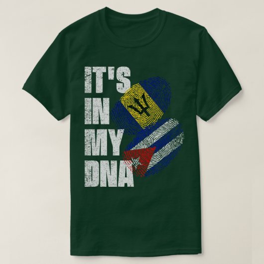 バルバドスとキューバミックスDNAフラグ伝統 Tシャツ (デザイン正面)
