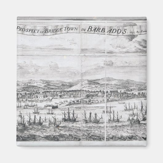 バルバドスに浮かぶ橋の町の展望 マグネット (正面)