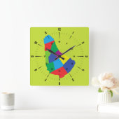 バルバドスの地図の四角い壁の時計 スクエア壁時計 (ホーム)