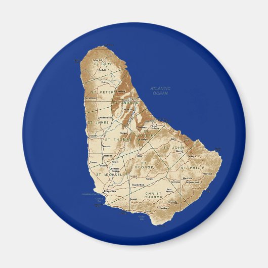 バルバドスの地図マグネット マグネット (正面)