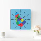 バルバドスの地図 スクエア壁時計 (ホーム)