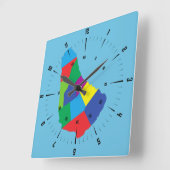 バルバドスの地図 スクエア壁時計 (傾斜)