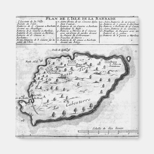 バルバドスの地図 マグネット (正面)