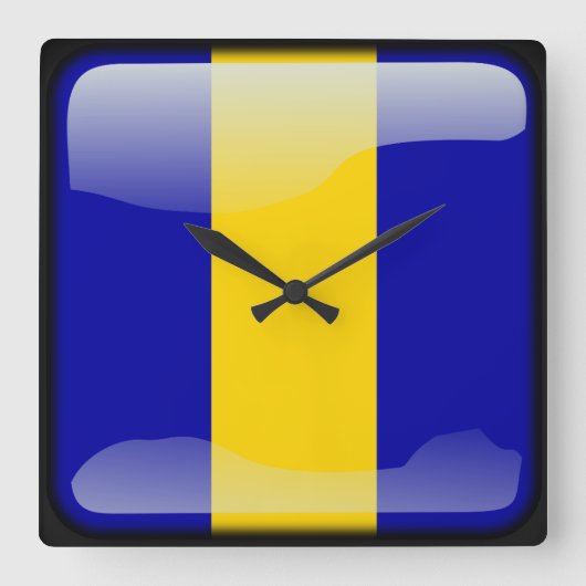 バルバドスの旗 スクエア壁時計 (正面)