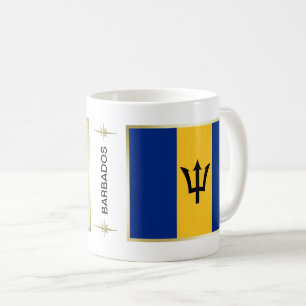 バルバドスの旗 + 地図のマグ コーヒーマグカップ