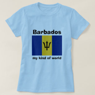 バルバドスの旗+地図+テキストTシャツ Tシャツ
