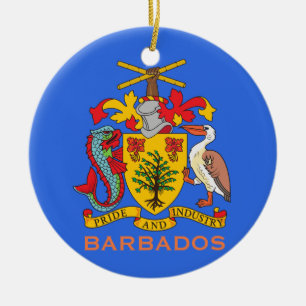 バルバドスの紋章と国旗のクリスマス装飾 セラミックオーナメント