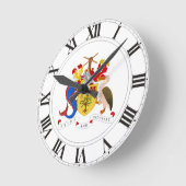 バルバドスの紋章付き外衣 ラウンド壁時計 (傾斜)