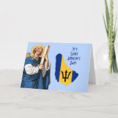 バルバドスの饗宴の日の国旗の地図と聖アンドリュー カード (正面)