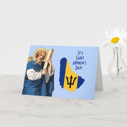 バルバドスの饗宴の日の国旗の地図と聖アンドリュー カード (小さな植物)