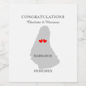 バルバドスウェディングお祝い ワインラベル (シングルラベル)